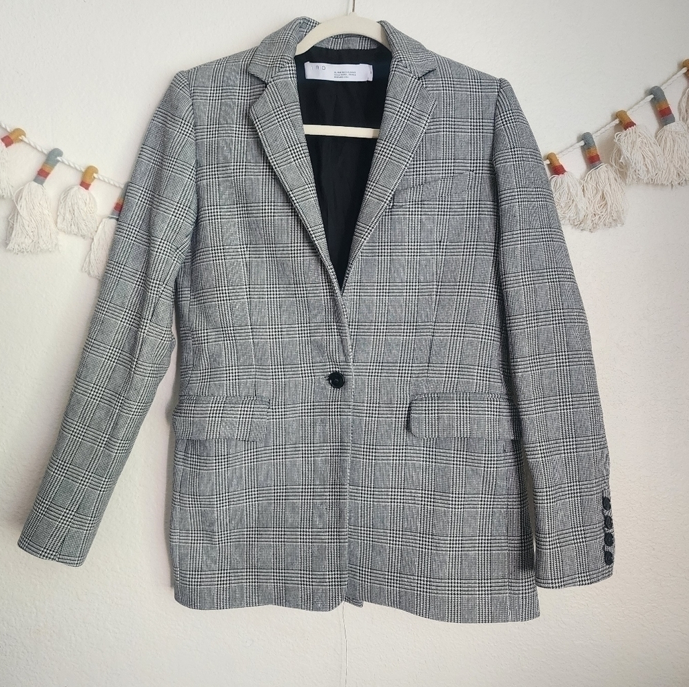 IRO Plaid Single Breasted Flap Pockets Blazer Preppy Careerwear Modest Office XS